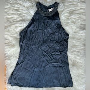 Etcetera Rhinestone studded embellished collar Sleeveless Top